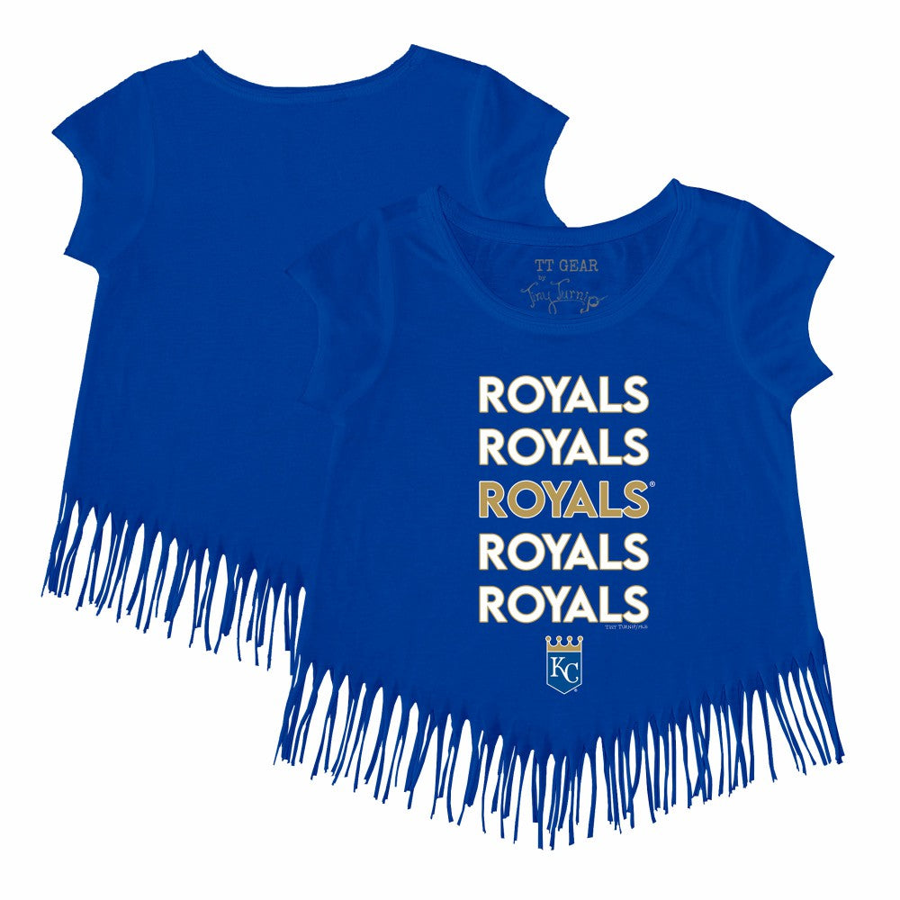 Kansas City Royals Tiny Turnip Girls Youth Stacked Fringe T-Shirt - Royal