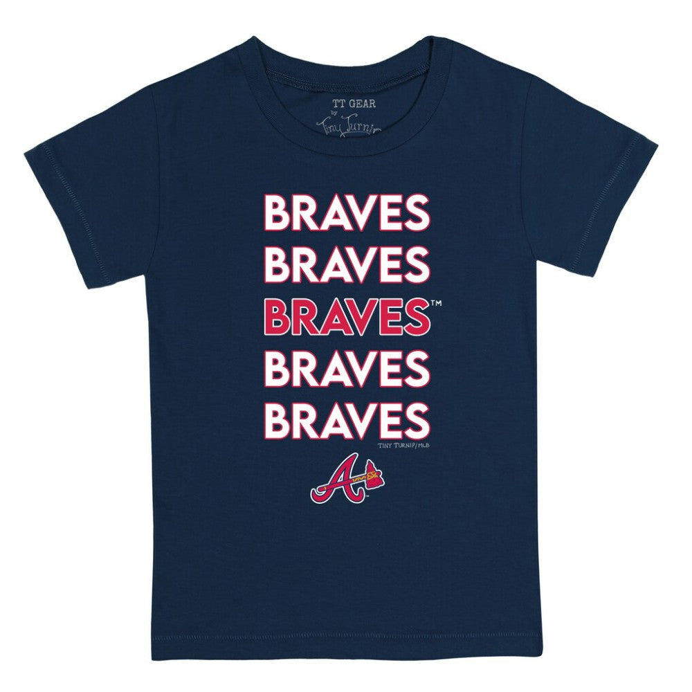 Atlanta Braves Tiny Turnip Youth Stacked T-Shirt - Navy