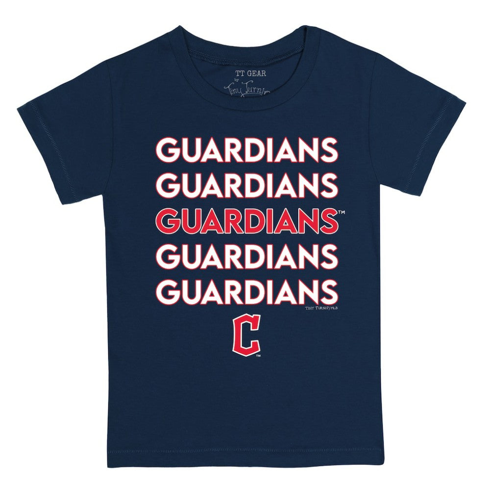 Cleveland Guardians Tiny Turnip Youth Stacked T-Shirt - Navy