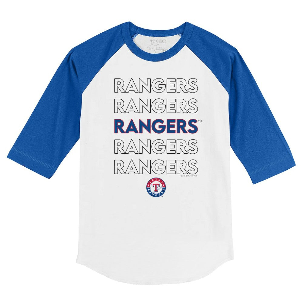 Texas Rangers Tiny Turnip Youth Stacked 3/4-Sleeve Raglan T-Shirt - White/Royal