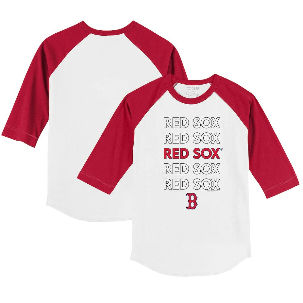 Boston Red Sox Tiny Turnip Youth Stacked 3/4-Sleeve Raglan T-Shirt - White/Red