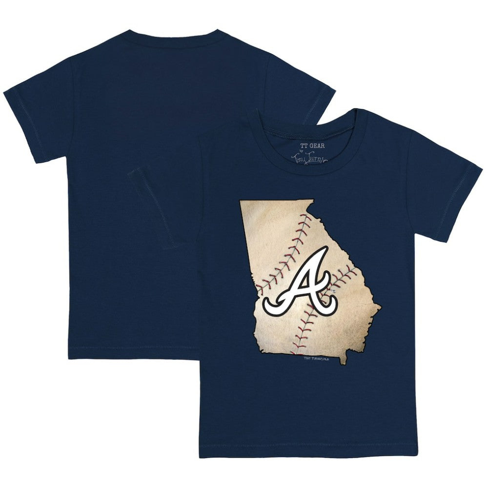 Atlanta Braves Tiny Turnip Youth State Outline T-Shirt - Navy