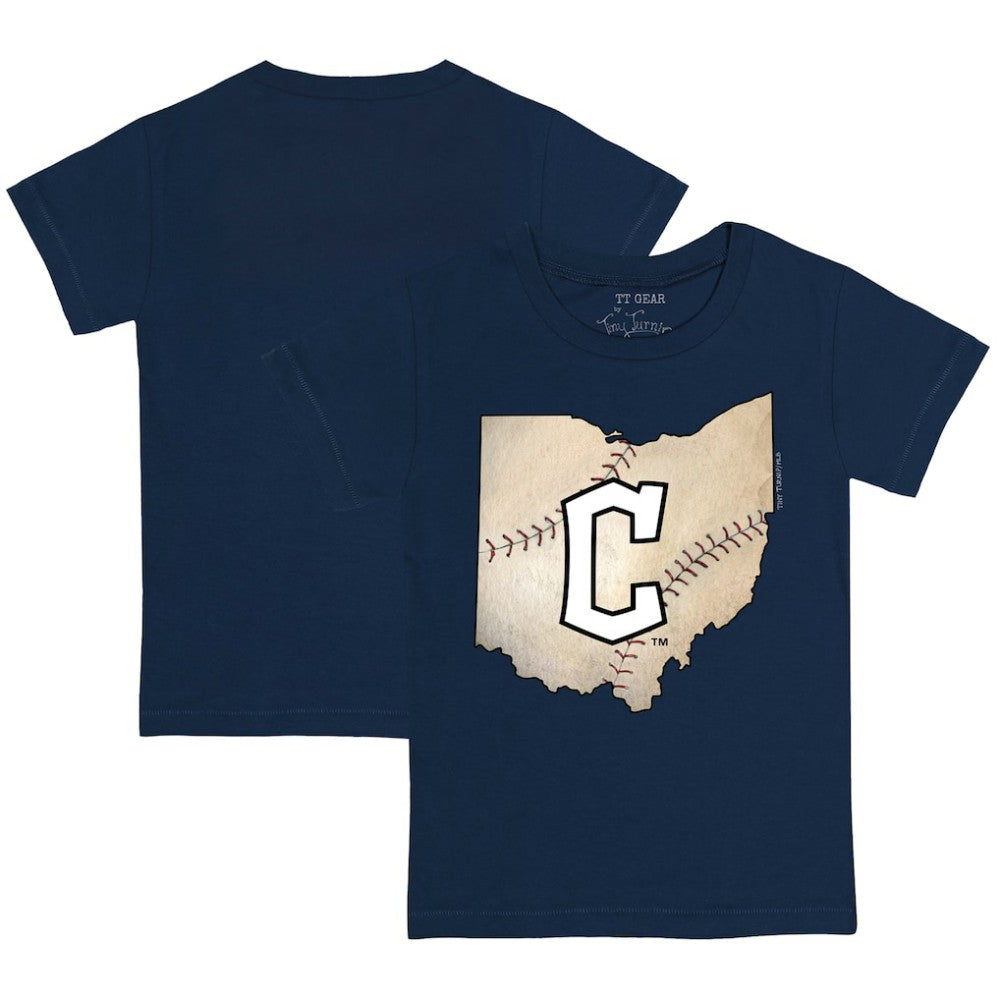 Cleveland Guardians Tiny Turnip Youth State Outline T-Shirt - Navy