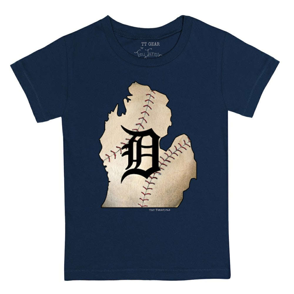 Detroit Tigers Tiny Turnip Youth State Outline T-Shirt - Navy