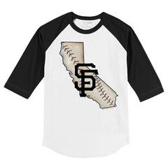 San Francisco Giants Tiny Turnip Youth State Outline 3/4-Sleeve Raglan T-Shirt - White/Black