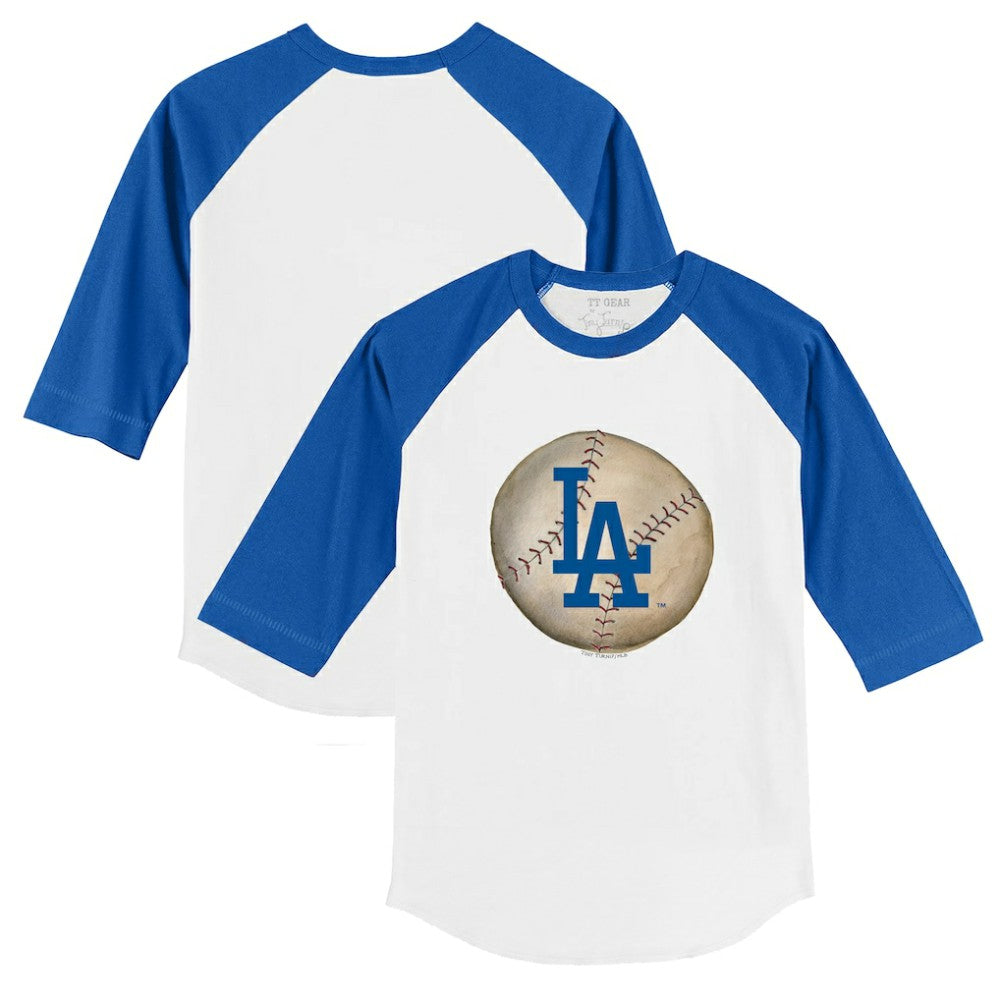 Los Angeles Dodgers Tiny Turnip Youth Stitched Baseball 3/4-Sleeve Raglan T-Shirt - White/Royal