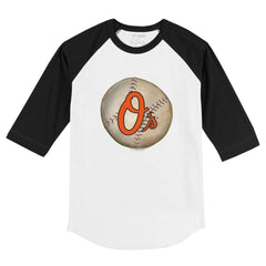 Baltimore Orioles Tiny Turnip Youth Stitched Baseball 3/4-Sleeve Raglan T-Shirt - White/Black