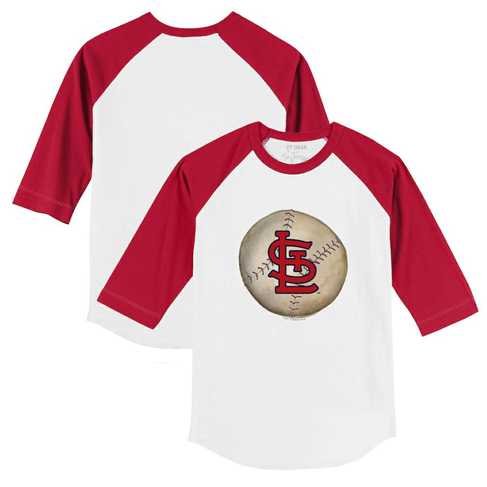 St. Louis Cardinals Tiny Turnip Youth Stitched Baseball 3/4-Sleeve Raglan T-Shirt - White/Red