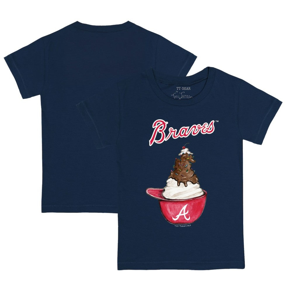 Atlanta Braves Tiny Turnip Youth Sundae Helmet T-Shirt - Navy