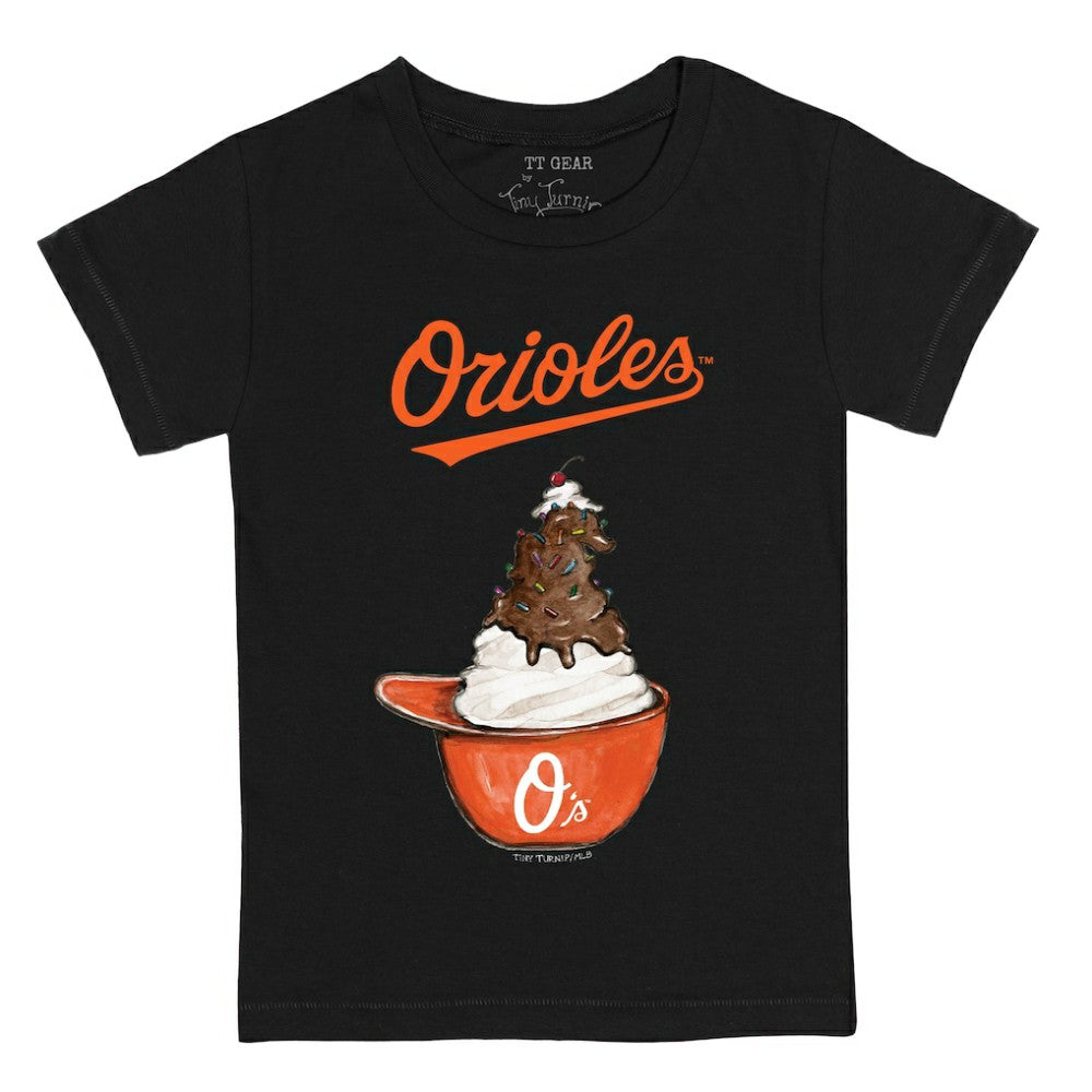 Baltimore Orioles Tiny Turnip Youth Sundae Helmet T-Shirt - Black