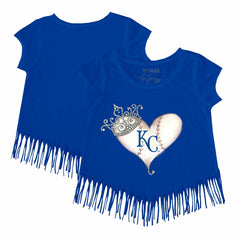 Kansas City Royals Tiny Turnip Girls Youth Tiara Heart Fringe T-Shirt - Royal