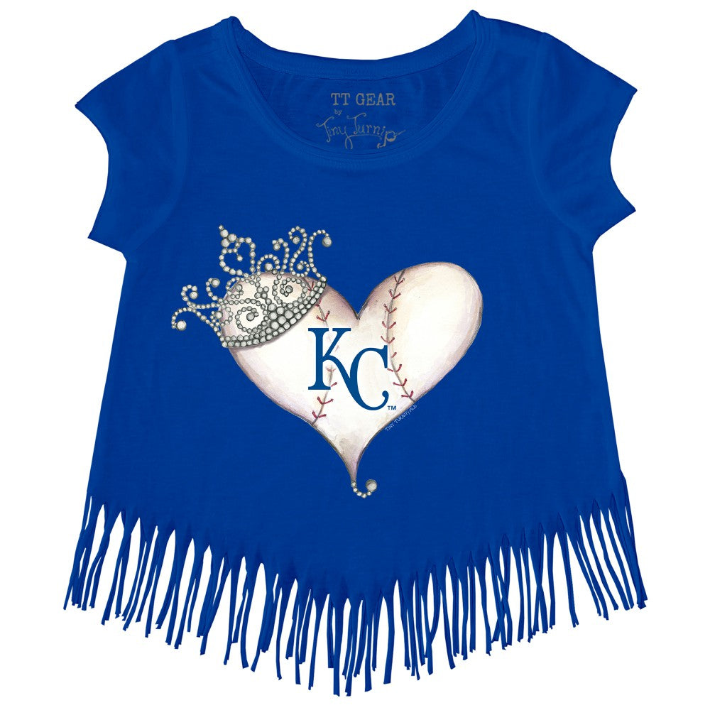 Kansas City Royals Tiny Turnip Girls Youth Tiara Heart Fringe T-Shirt - Royal