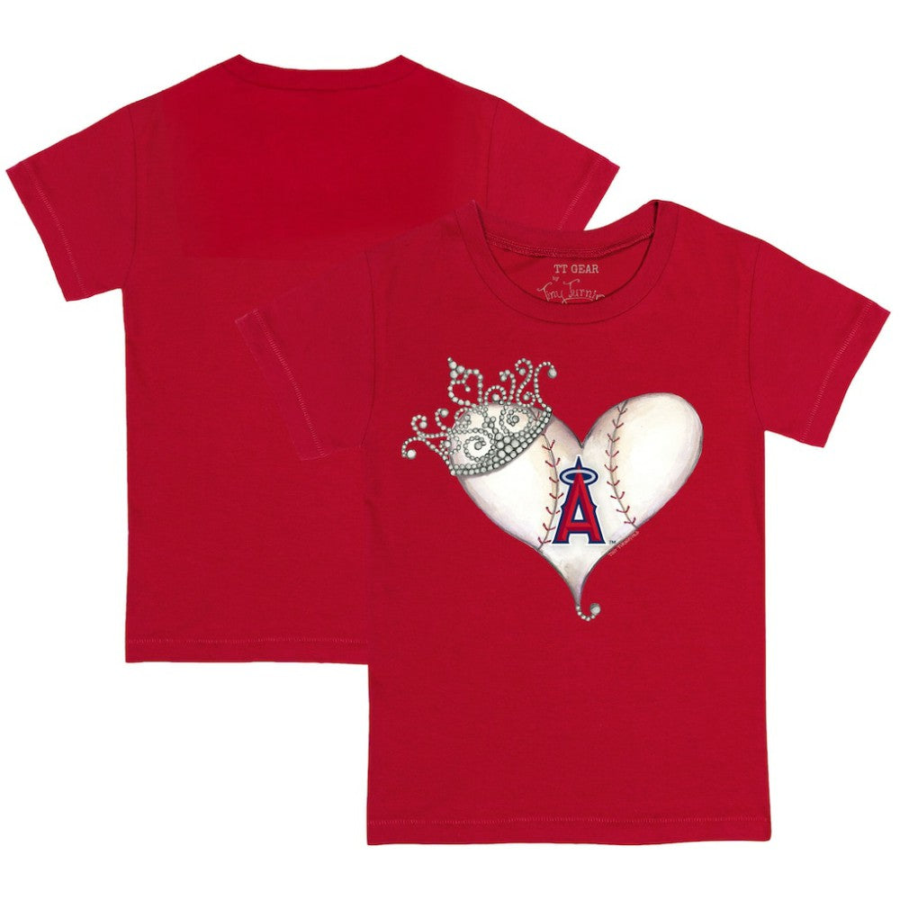 Los Angeles Angels Tiny Turnip Youth Tiara Heart T-Shirt - Red