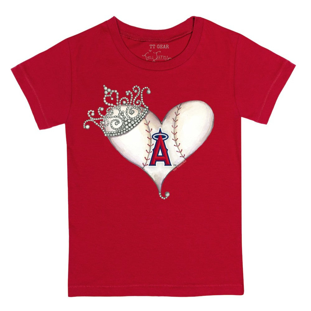 Los Angeles Angels Tiny Turnip Youth Tiara Heart T-Shirt - Red