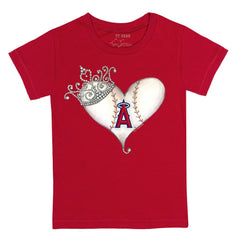 Los Angeles Angels Tiny Turnip Youth Tiara Heart T-Shirt - Red