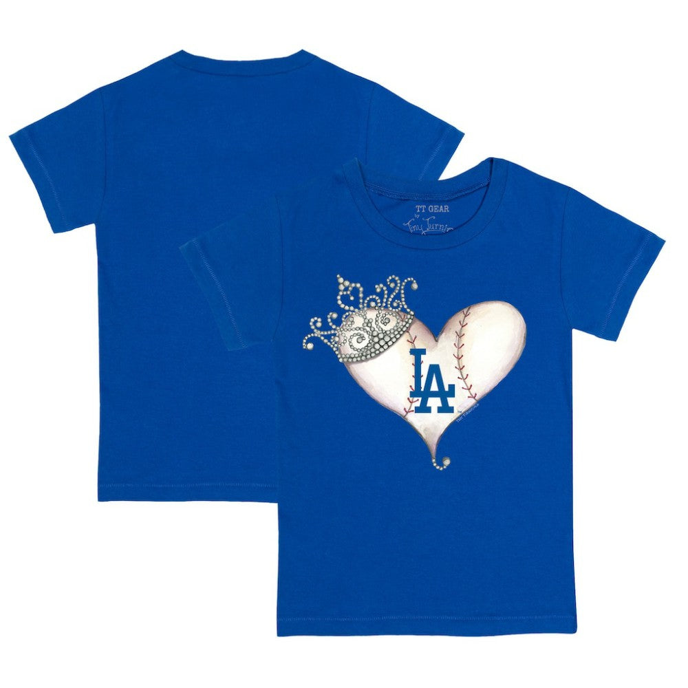 Los Angeles Dodgers Tiny Turnip Youth Tiara Heart T-Shirt - Royal