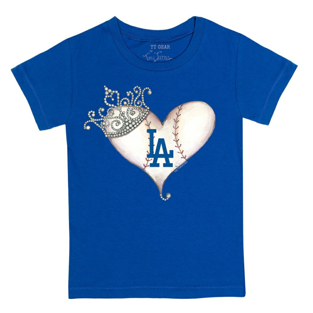Los Angeles Dodgers Tiny Turnip Youth Tiara Heart T-Shirt - Royal