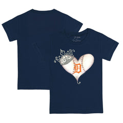 Detroit Tigers Tiny Turnip Youth Tiara Heart T-Shirt - Navy