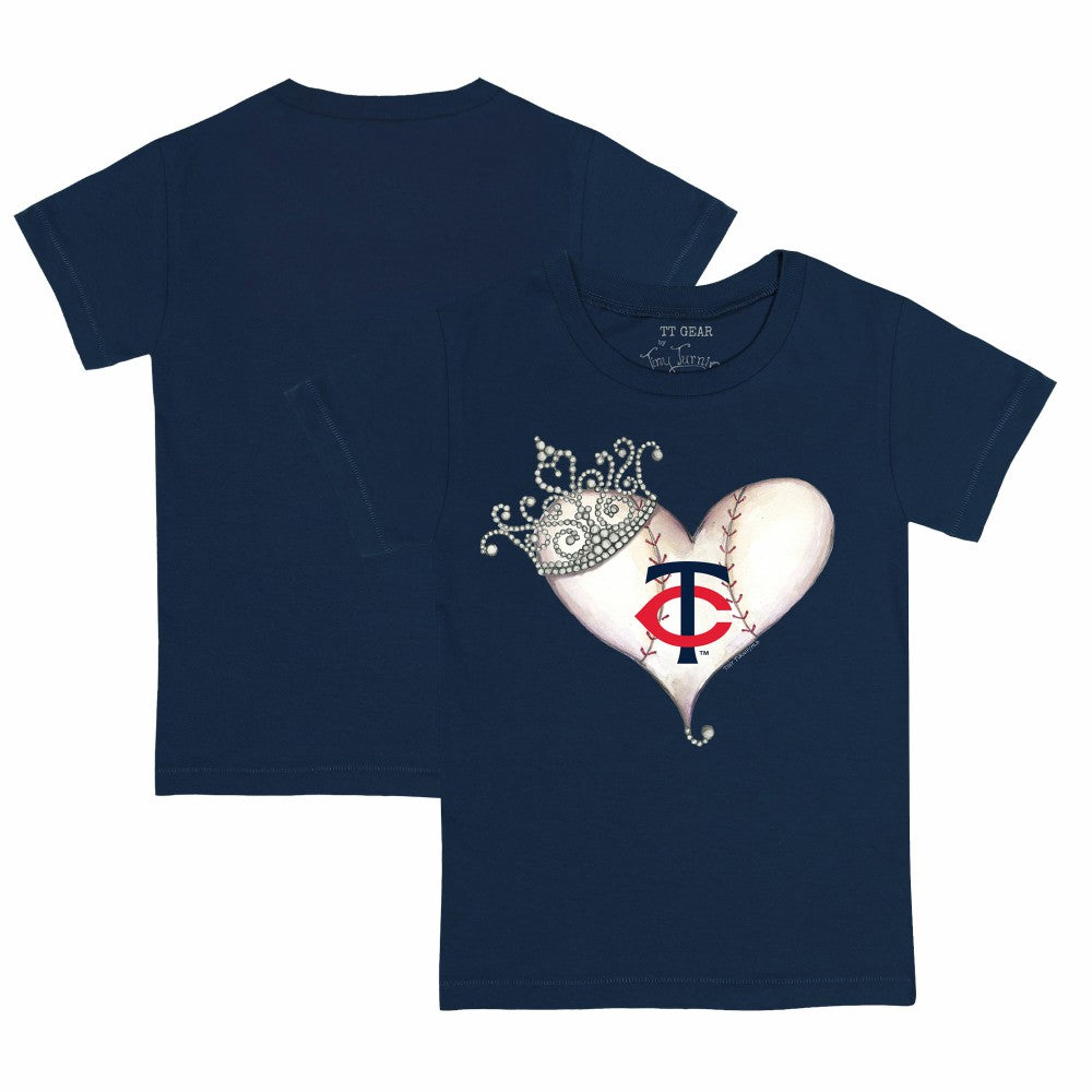 Minnesota Twins Tiny Turnip Youth Tiara Heart T-Shirt - Navy