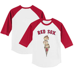 Boston Red Sox Tiny Turnip Youth Triple Scoop 3/4-Sleeve Raglan T-Shirt - White/Red
