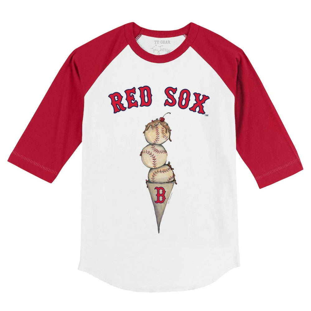 Boston Red Sox Tiny Turnip Youth Triple Scoop 3/4-Sleeve Raglan T-Shirt - White/Red