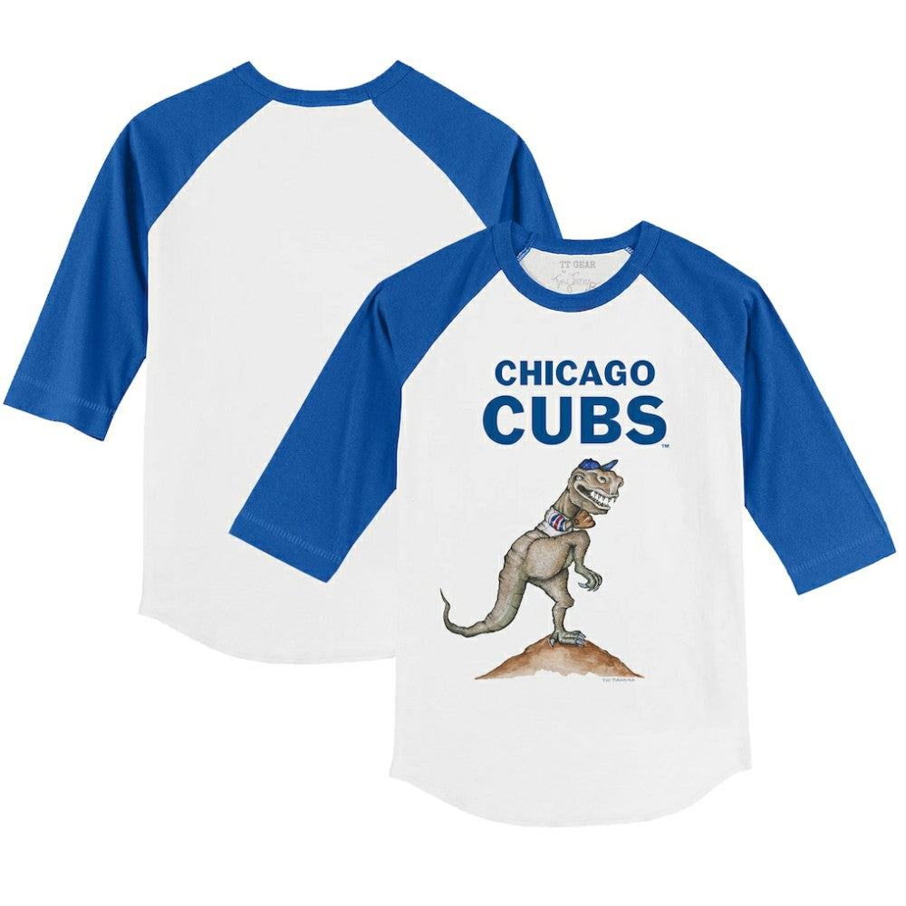 Chicago Cubs Tiny Turnip Youth TT Rex 3/4-Sleeve Raglan T-Shirt - White/Royal