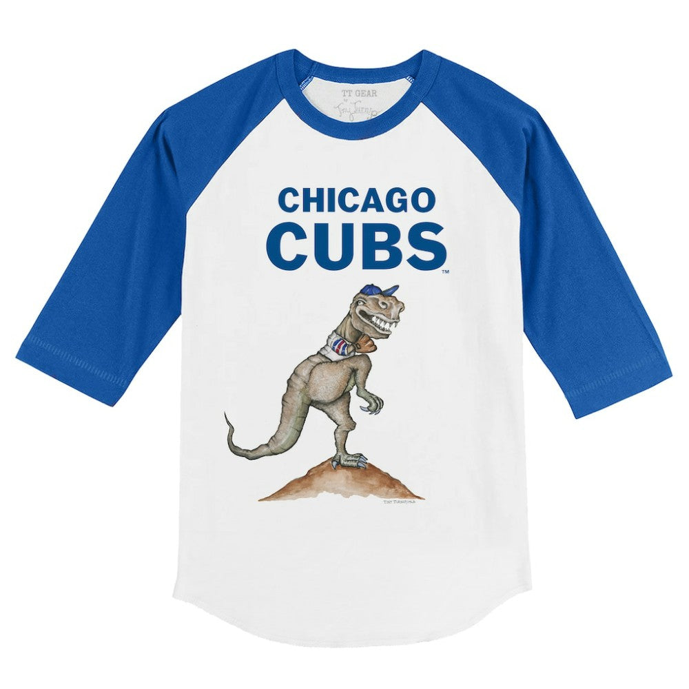 Chicago Cubs Tiny Turnip Youth TT Rex 3/4-Sleeve Raglan T-Shirt - White/Royal