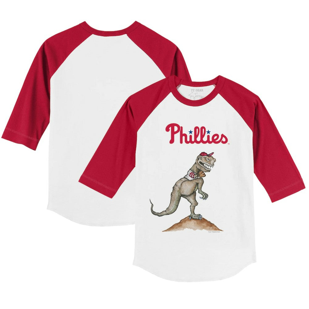 Philadelphia Phillies Tiny Turnip Youth TT Rex 3/4-Sleeve Raglan T-Shirt - White/Red