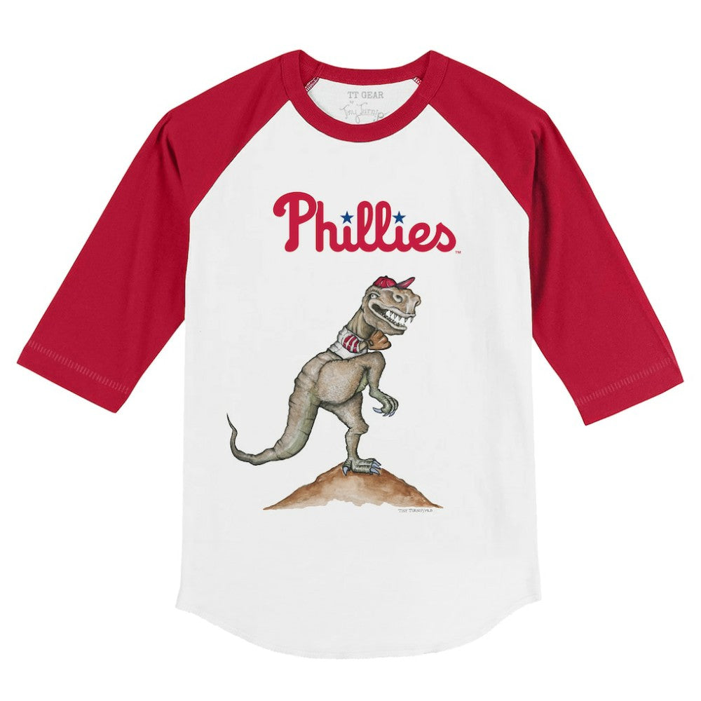 Philadelphia Phillies Tiny Turnip Youth TT Rex 3/4-Sleeve Raglan T-Shirt - White/Red
