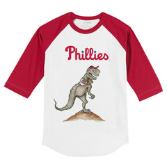 Philadelphia Phillies Tiny Turnip Youth TT Rex 3/4-Sleeve Raglan T-Shirt - White/Red