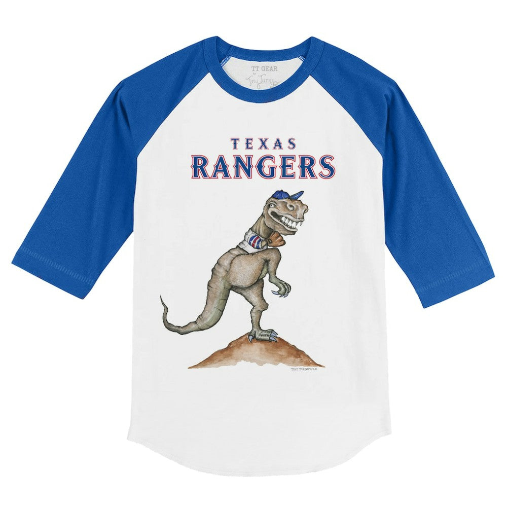 Texas Rangers Tiny Turnip Youth TT Rex 3/4-Sleeve Raglan T-Shirt - White/Royal