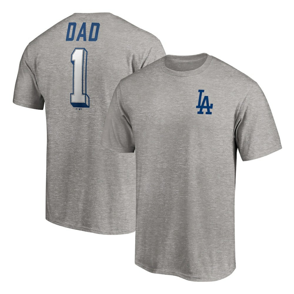 Los Angeles Dodgers Number One Dad T-Shirt - Heather Gray