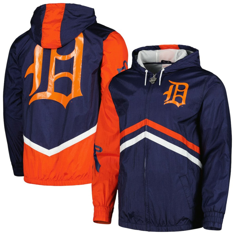 Detroit Tigers Undeniable Full-Zip Hoodie Windbreaker Jacket - Navy | Mitchell & Ness