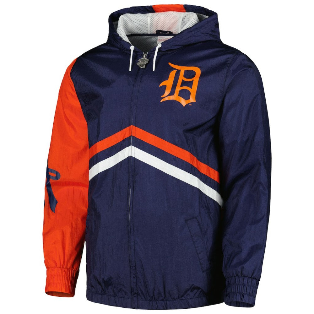 Detroit Tigers Undeniable Full-Zip Hoodie Windbreaker Jacket - Navy | Mitchell & Ness