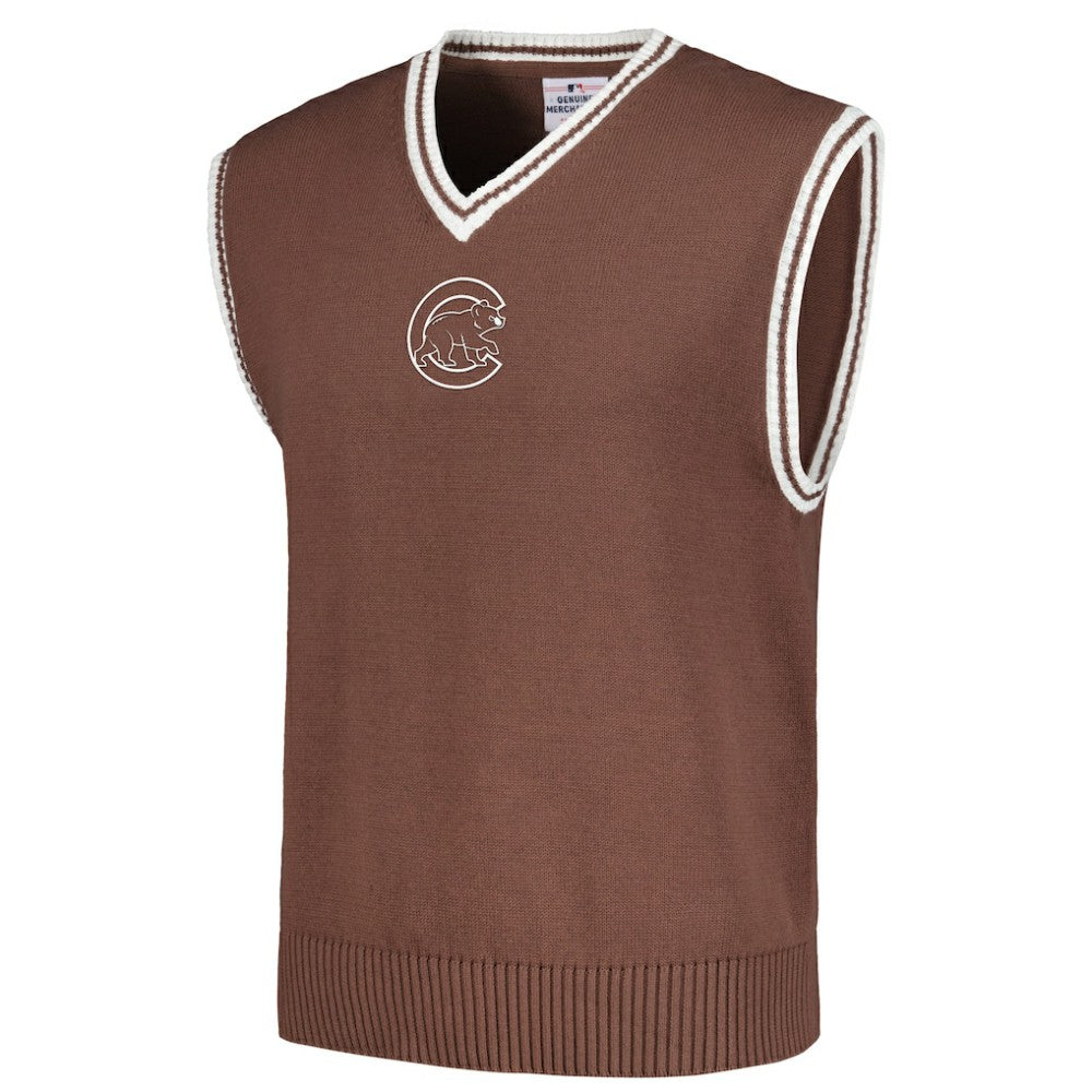 Chicago Cubs PLEASURES Knit V-Neck Pullover Sweater Vest - Brown