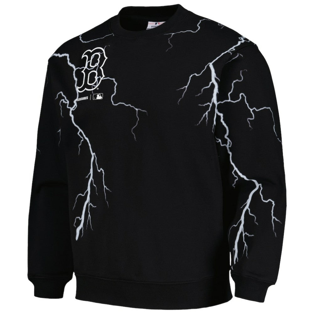 Boston Red Sox PLEASURES Lightning Crewneck Pullover Sweatshirt - Black