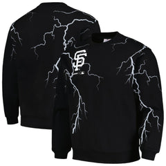 San Francisco Giants PLEASURES Lightning Crewneck Pullover Sweatshirt - Black