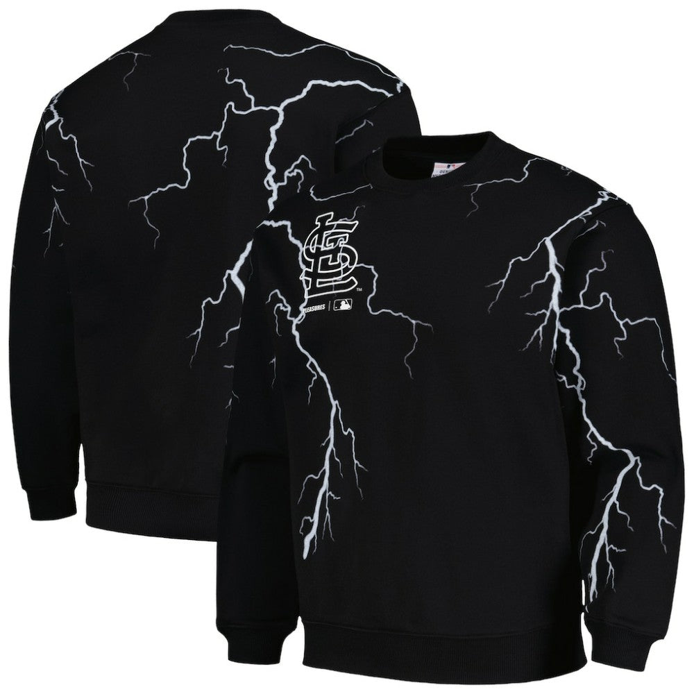 St. Louis Cardinals PLEASURES Lightning Crewneck Pullover Sweatshirt - Black