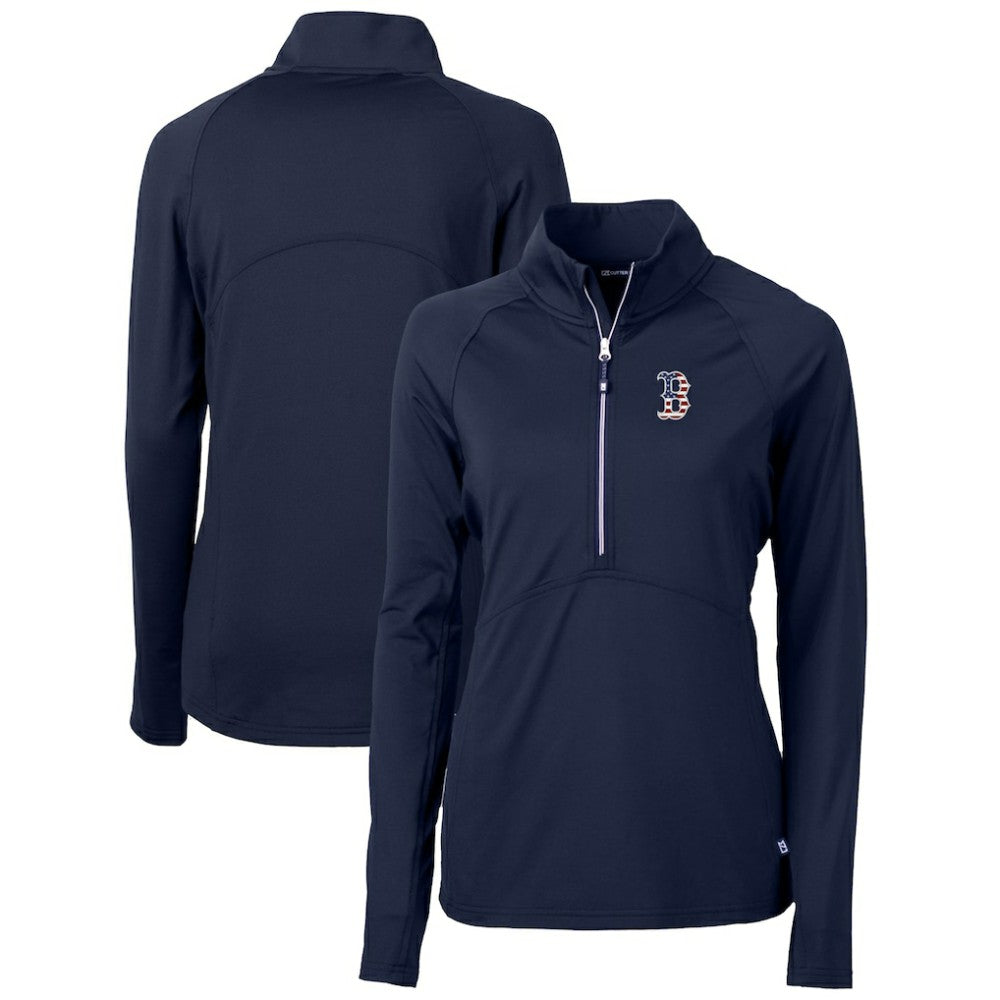 Boston Red Sox Cutter & Buck Women's Americana Logo Adapt Eco Knit Stretch Recycled Half-Zip Pullover Top - Navy