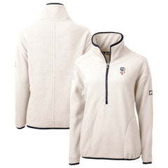 San Francisco Giants Cutter & Buck Women's Americana Logo Cascade Eco Sherpa Fleece Half-Zip Pullover Jacket - White
