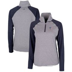 Milwaukee Brewers Cutter & Buck Women's Americana Logo Forge Tonal Stripe Stretch Half-Zip Pullover Top - Navy