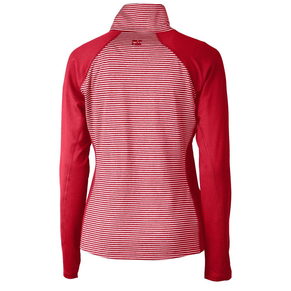 Cincinnati Reds Cutter & Buck Women's Americana Logo Forge Tonal Stripe Stretch Half-Zip Pullover Top - Cardinal