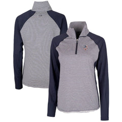 Minnesota Twins Cutter & Buck Women's Americana Logo Forge Tonal Stripe Stretch Half-Zip Pullover Top - Navy