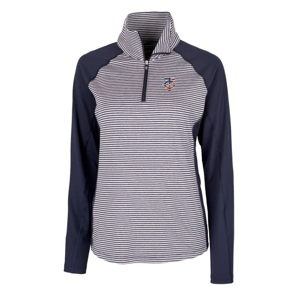 Minnesota Twins Cutter & Buck Women's Americana Logo Forge Tonal Stripe Stretch Half-Zip Pullover Top - Navy