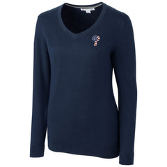 Philadelphia Phillies Cutter & Buck Women's Americana Logo Lakemont Tri-Blend V-Neck Pullover Sweater - Navy