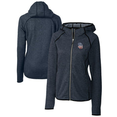 San Diego Padres Cutter & Buck Women's Americana Logo Mainsail Sweater-Knit Full-Zip Hoodie - Heather Navy
