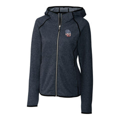 San Diego Padres Cutter & Buck Women's Americana Logo Mainsail Sweater-Knit Full-Zip Hoodie - Heather Navy