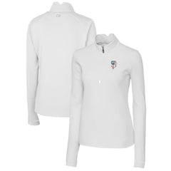 San Francisco Giants Cutter & Buck Women's Americana Logo DryTec Traverse Stretch Quarter-Zip Pullover Top - White