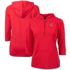 Minnesota Twins Cutter & Buck Women's Americana Logo DryTec Virtue Eco Pique Recycled Half-Zip Pullover Hoodie - Red