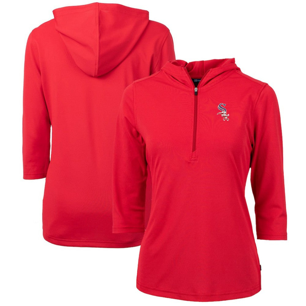 Chicago White Sox Cutter & Buck Women's Americana Logo DryTec Virtue Eco Pique Recycled Half-Zip Pullover Hoodie - Red